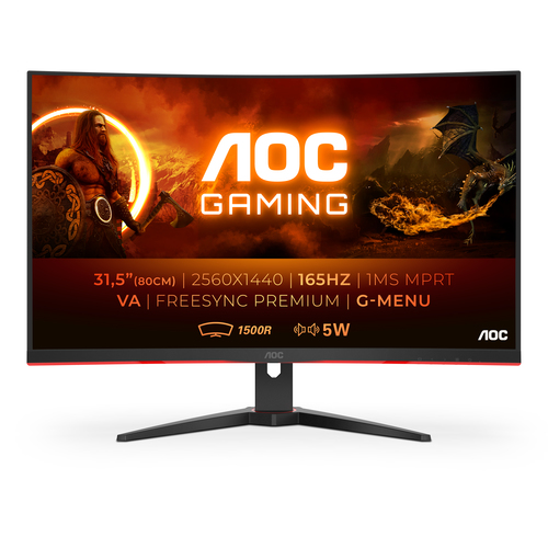 32 P AOC Gaming CQ32G2SE  2560 x 1440 QHD Curved 165Hz 1ms