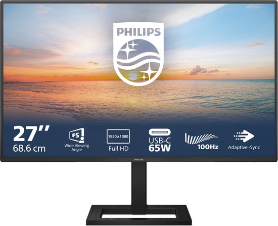 27 P Philips 27E1N1300AE FHD IPS 1ms HDMI USB-C hauteur rglable